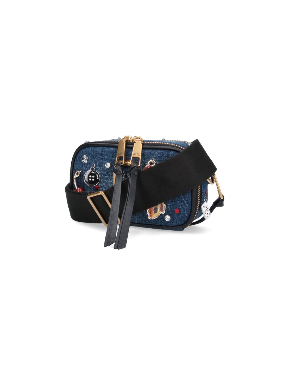 Marc Jacobs Denim Crossbody Bag with Playful Charms Blauw