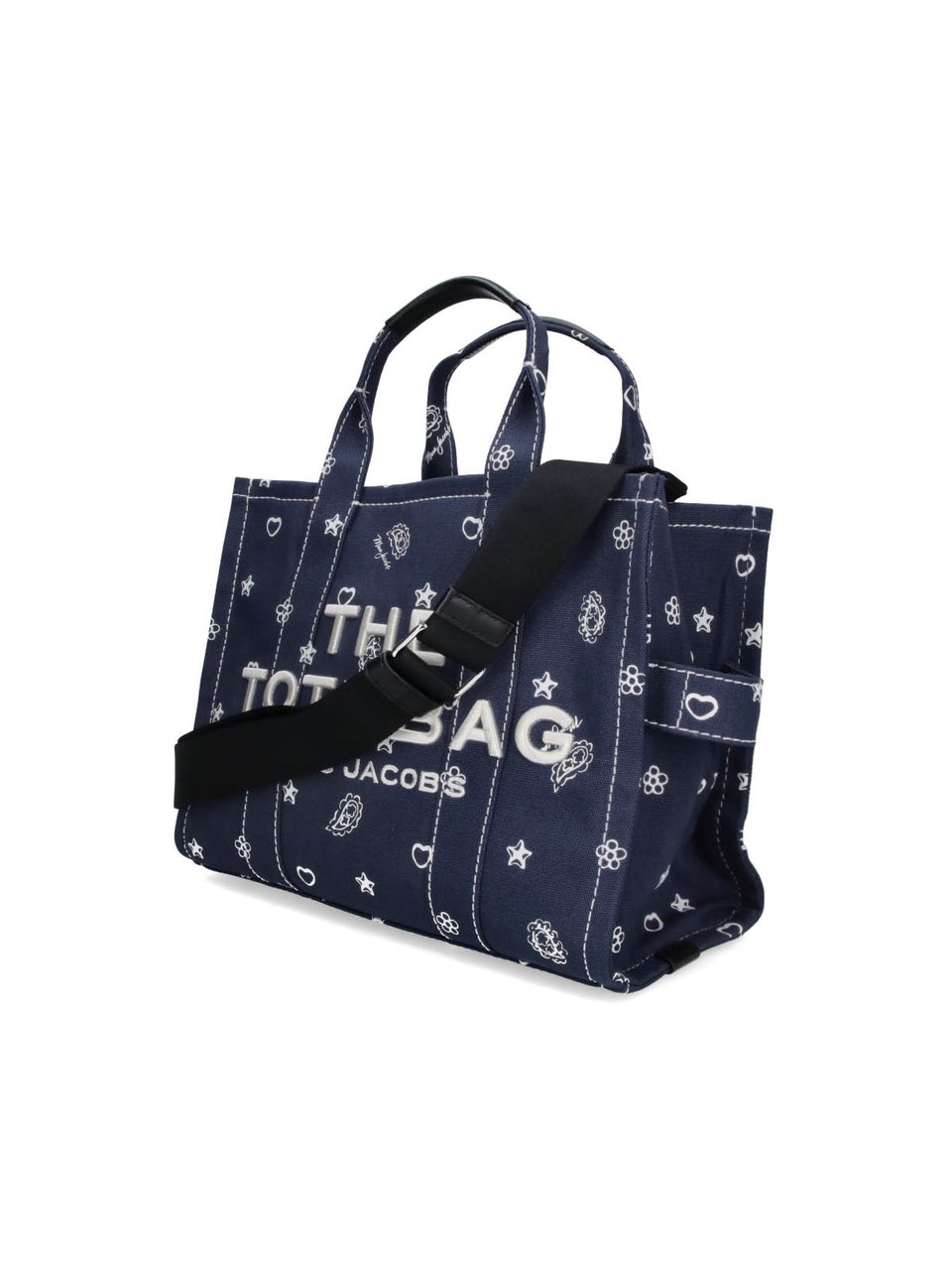 Marc Jacobs Structured Tote Bag with Embroidered Motifs Blauw