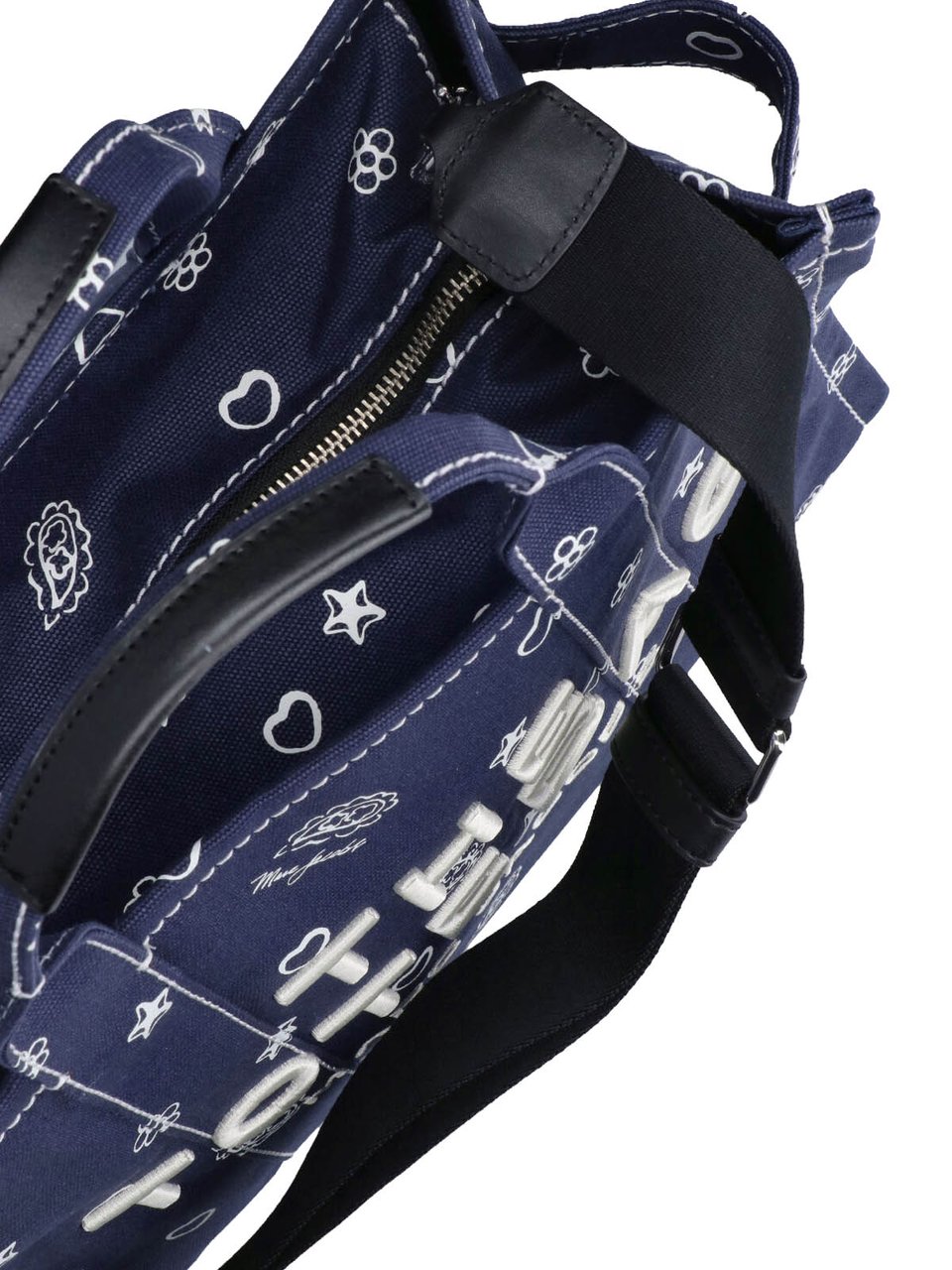 Marc Jacobs Structured Tote Bag with Embroidered Motifs Blauw