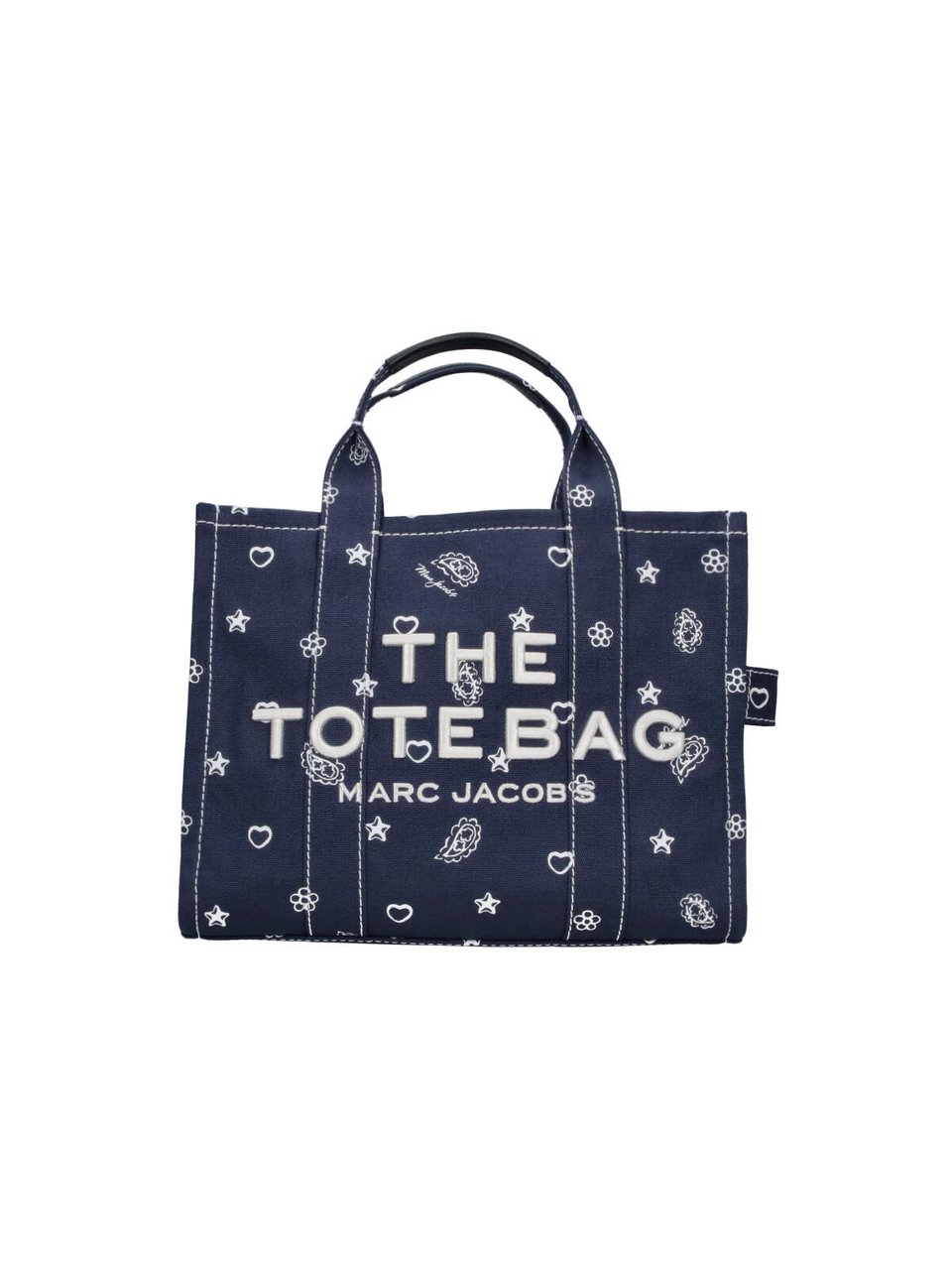 Marc Jacobs Structured Tote Bag with Embroidered Motifs Blauw