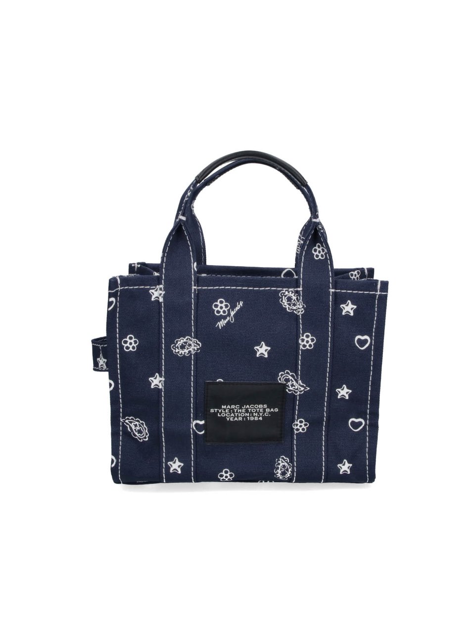 Marc Jacobs Navy Blue Tote Bag with Playful Doodle Prints Blauw