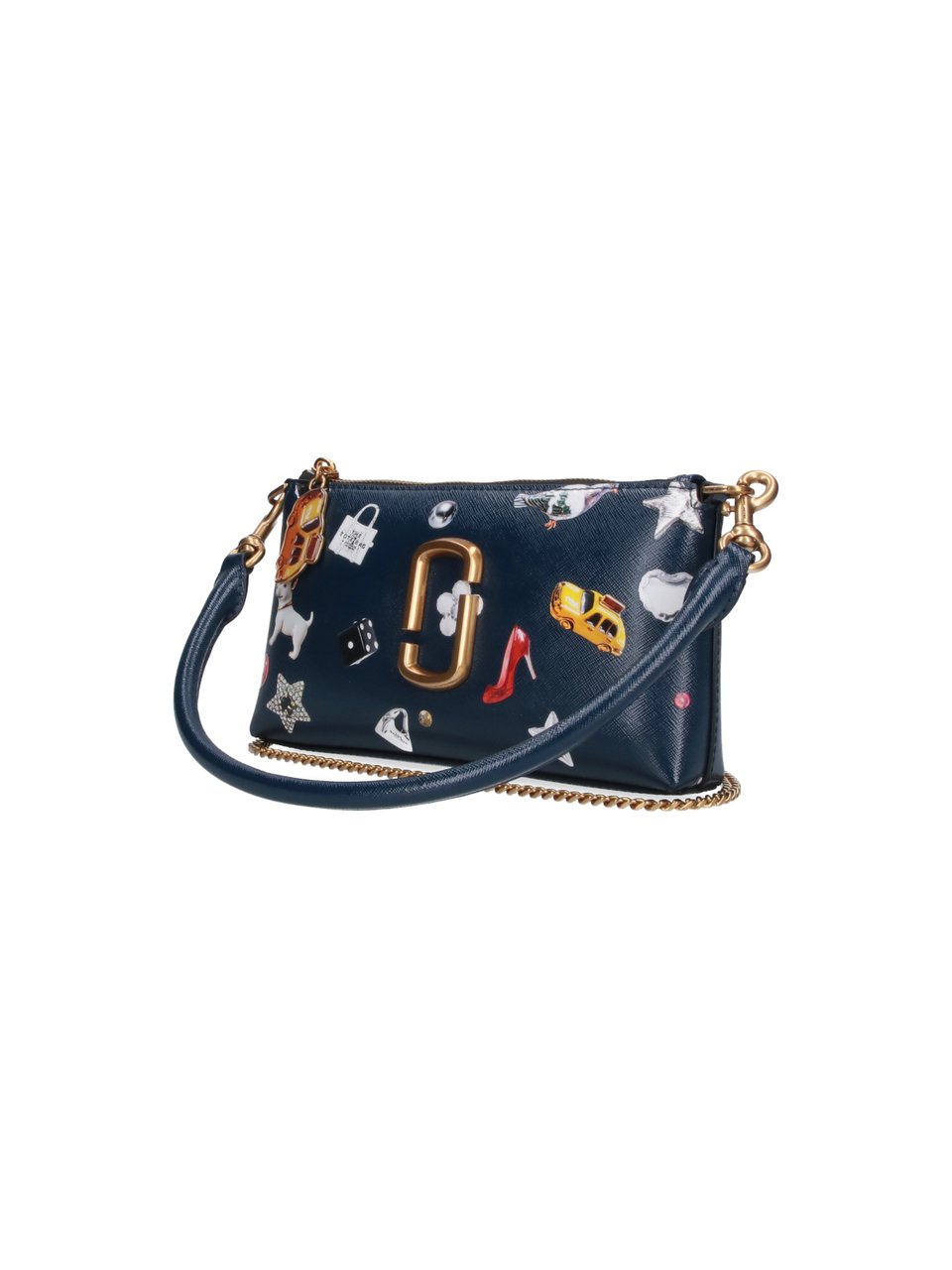 Marc Jacobs Rectangular Navy Bag with Colorful Patches Blauw