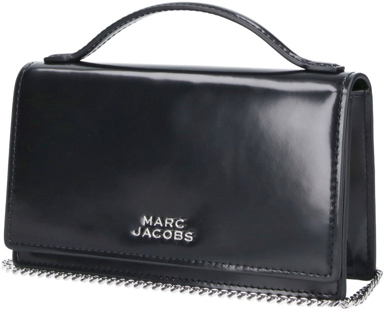 Marc Jacobs Black The Mirror Brushed Leather Handbag Zwart