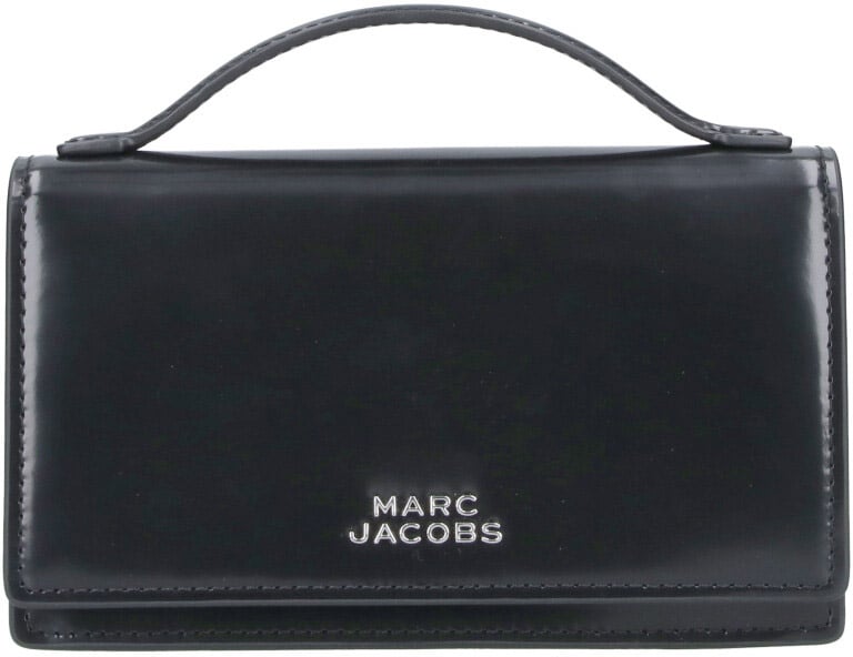 Marc Jacobs Black The Mirror Brushed Leather Handbag Zwart