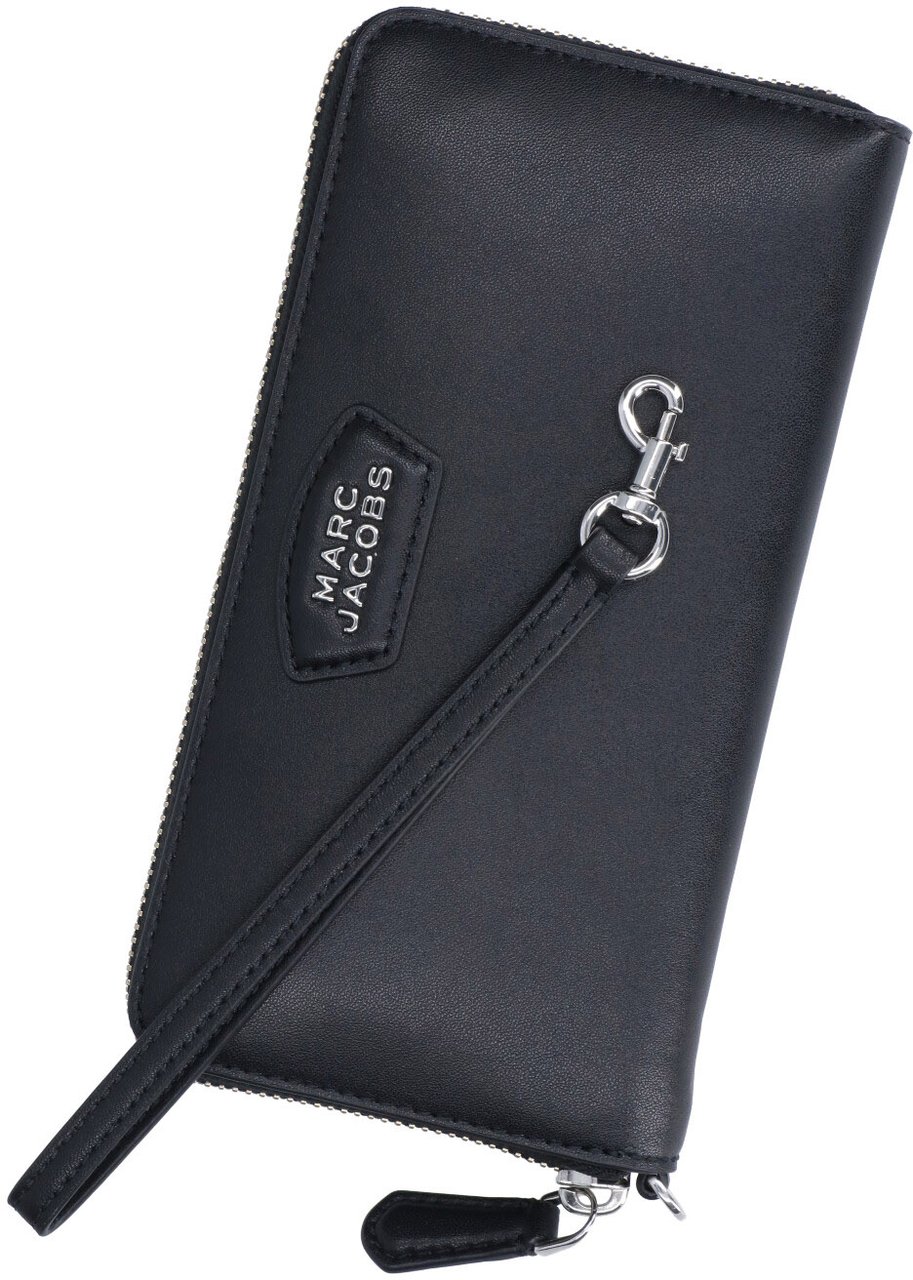 Marc Jacobs Rectangular Black Leather Continental Wallet with Zip-Around Closure Zwart