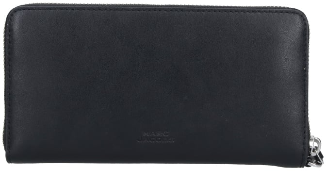 Marc Jacobs Rectangular Black Leather Continental Wallet with Zip-Around Closure Zwart