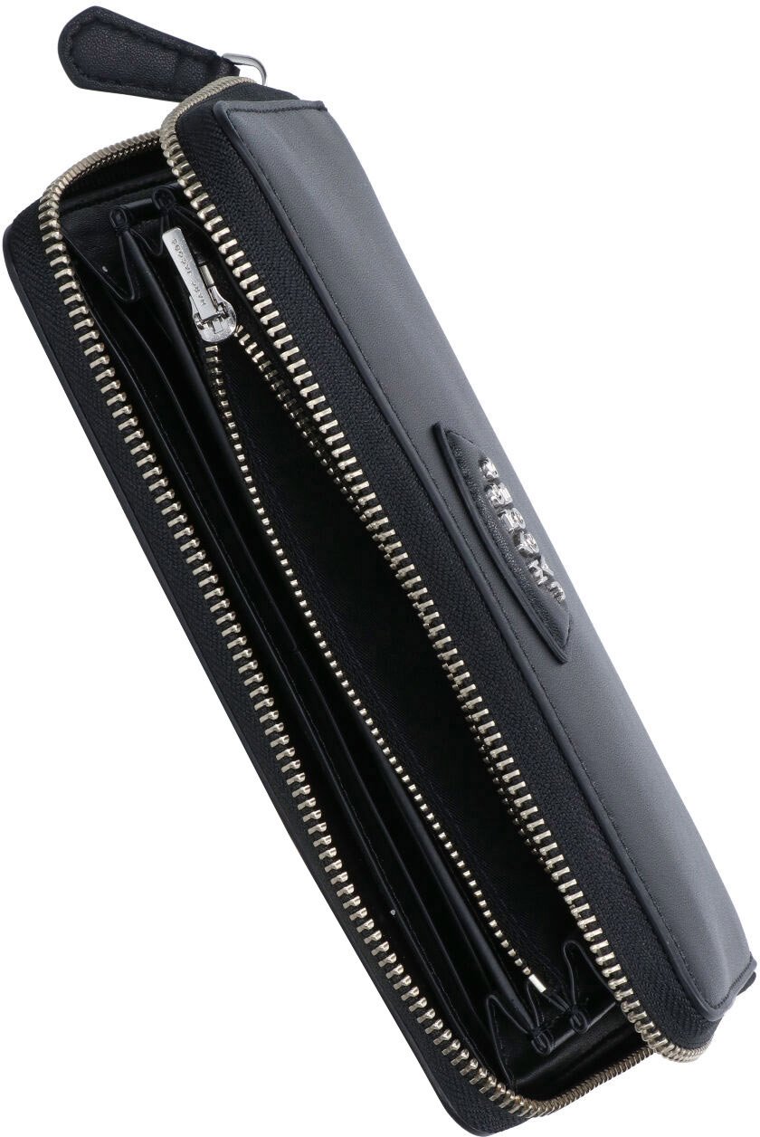 Marc Jacobs Rectangular Black Leather Continental Wallet with Zip-Around Closure Zwart