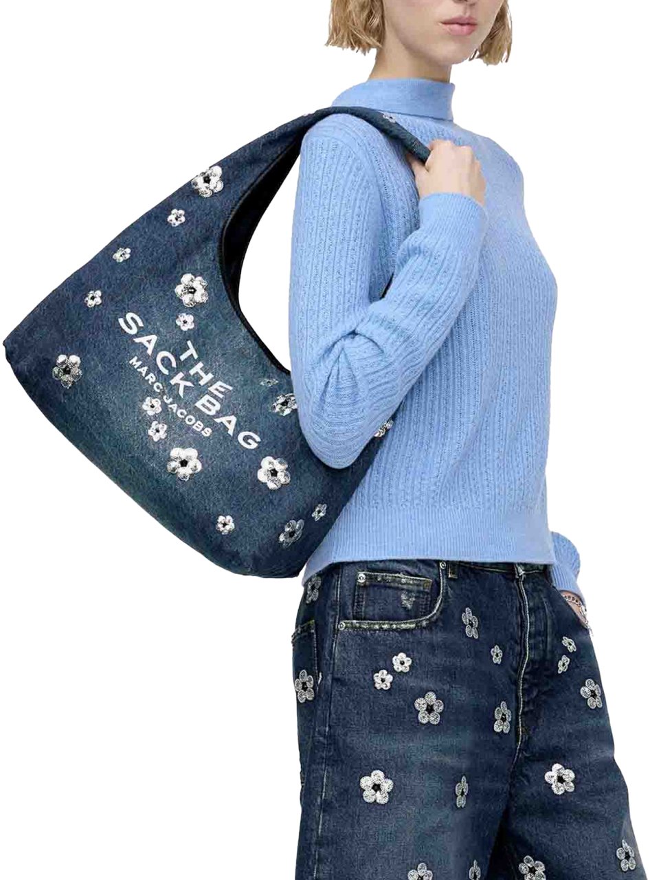 Marc Jacobs The Sequin Daisy Denim Sack Bag Blauw
