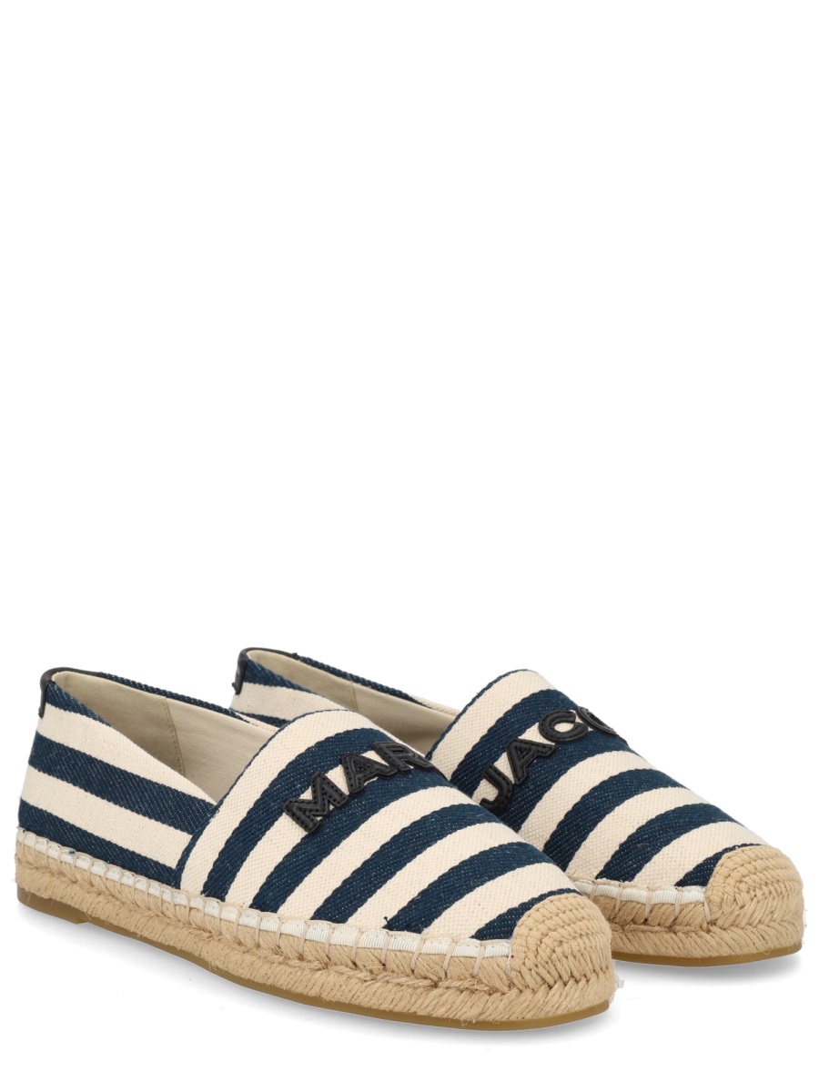 Marc Jacobs Navy Striped Canvas Jute Espadrilles Neutraal