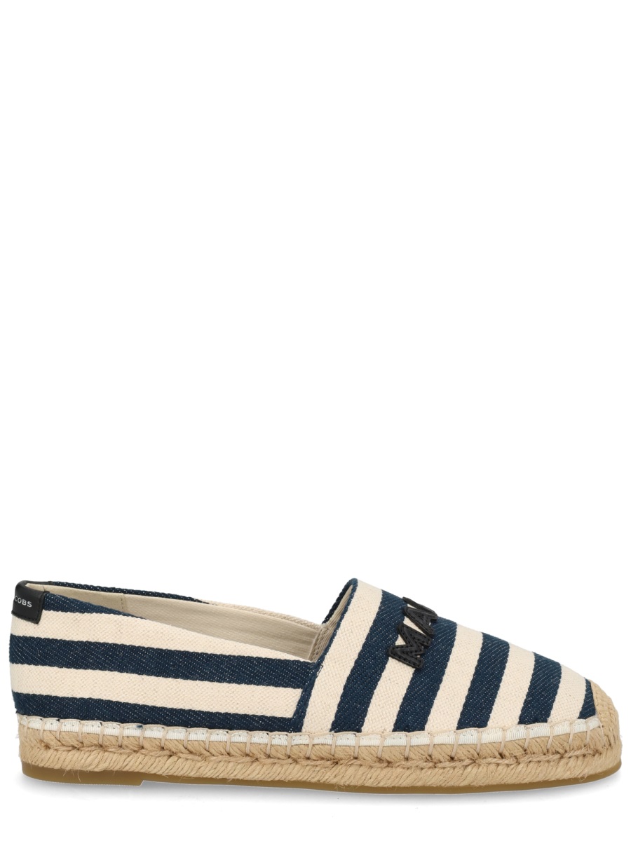 Marc Jacobs Navy Striped Canvas Jute Espadrilles Neutraal