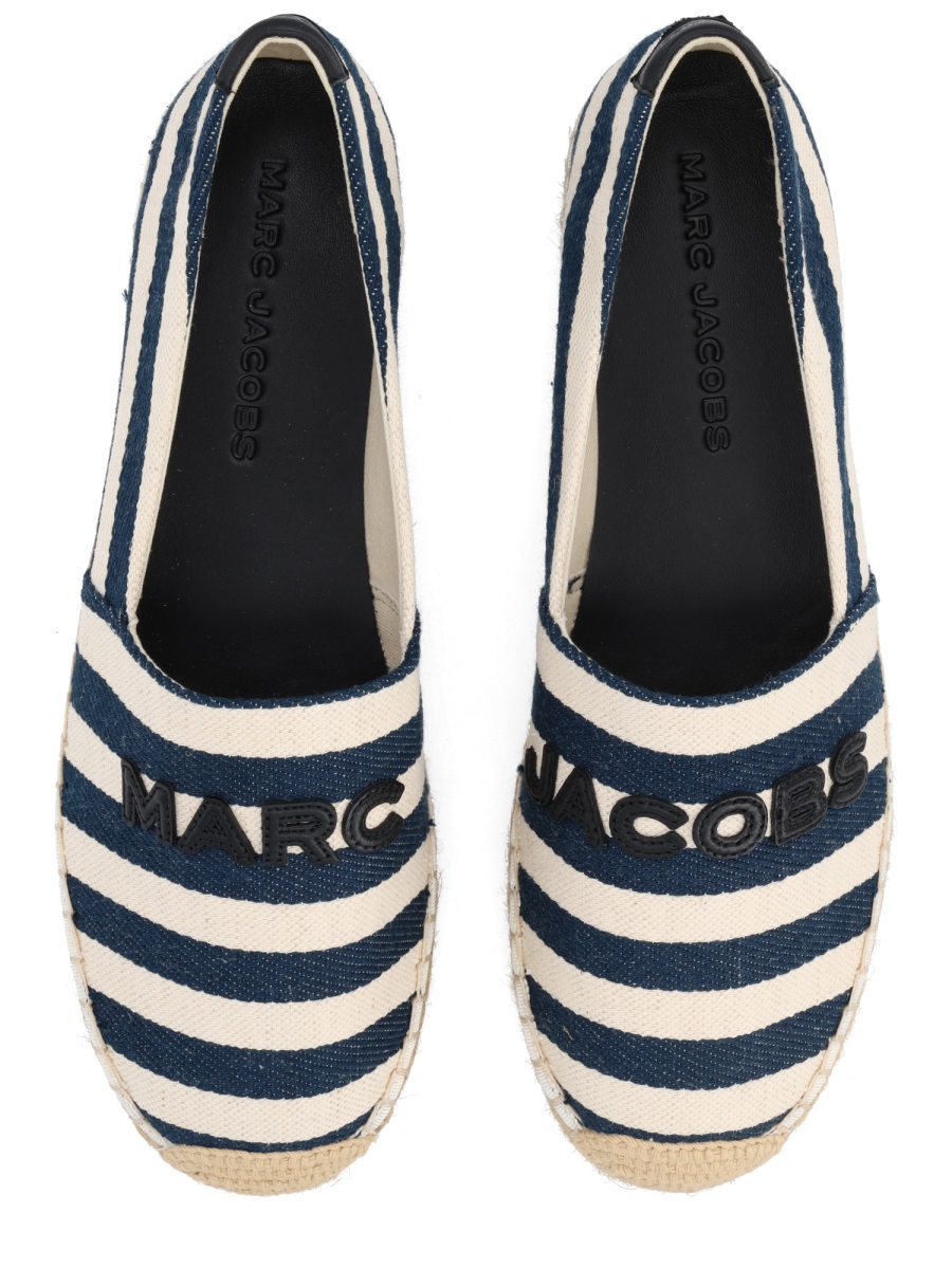 Marc Jacobs Navy Striped Canvas Jute Espadrilles Neutraal