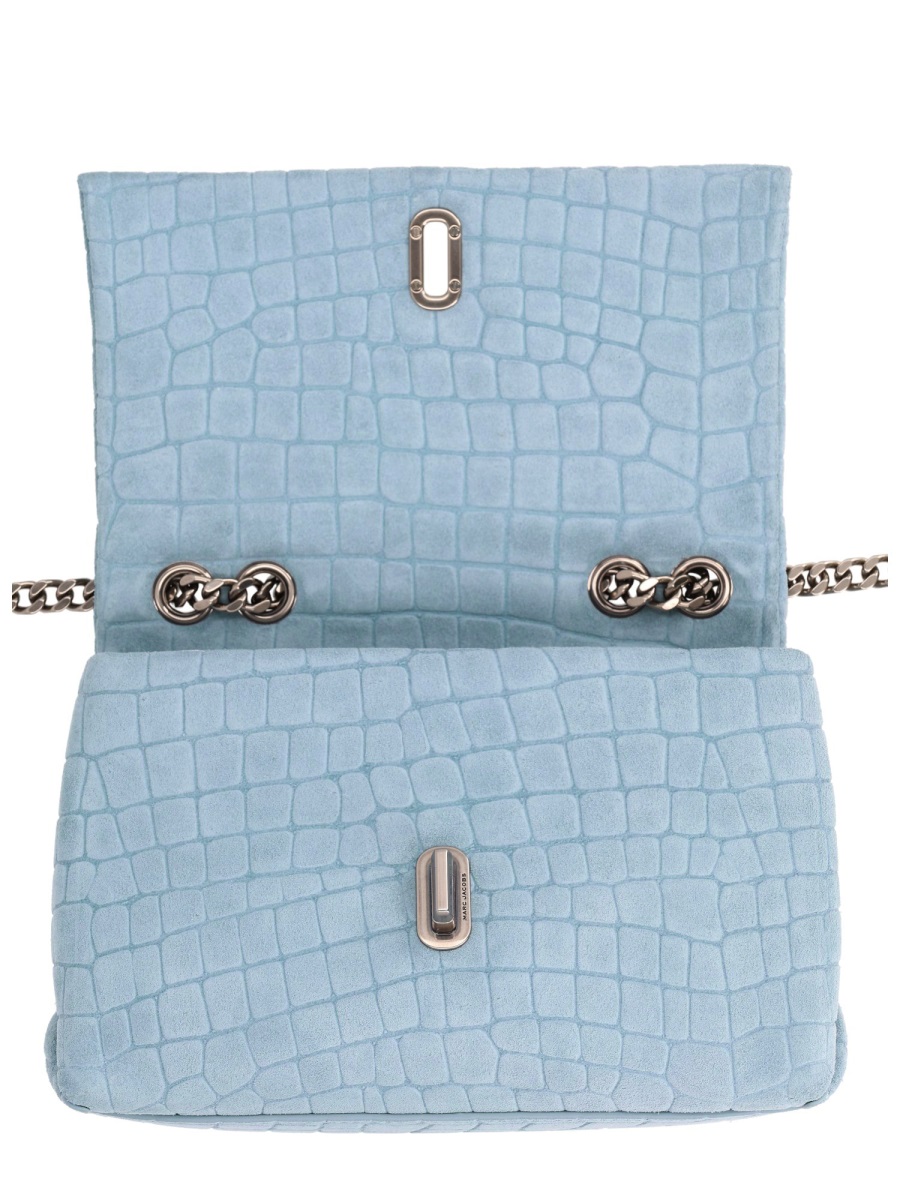 Marc Jacobs Blue Crocodile Pattern Calf Leather Shoulder Bag Blauw