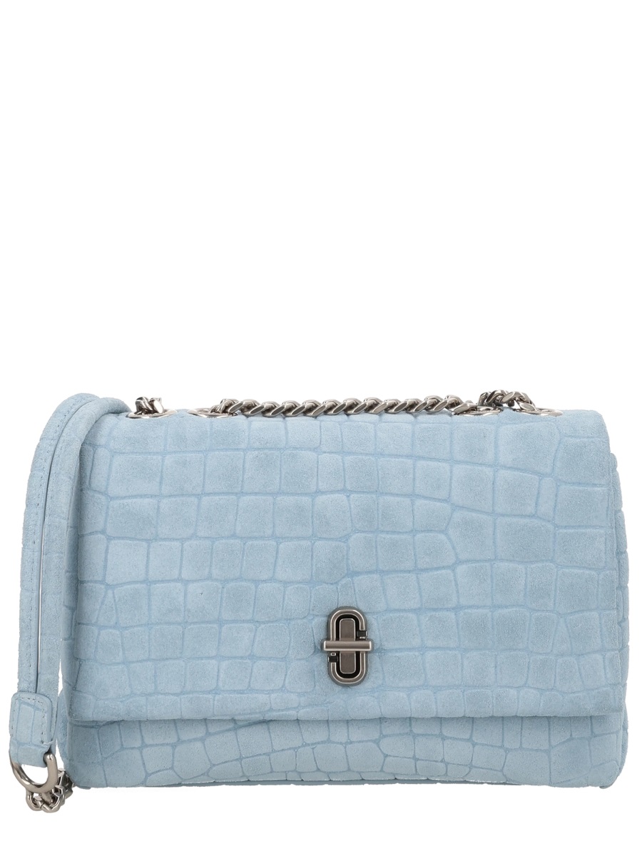 Marc Jacobs Blue Crocodile Pattern Calf Leather Shoulder Bag Blauw