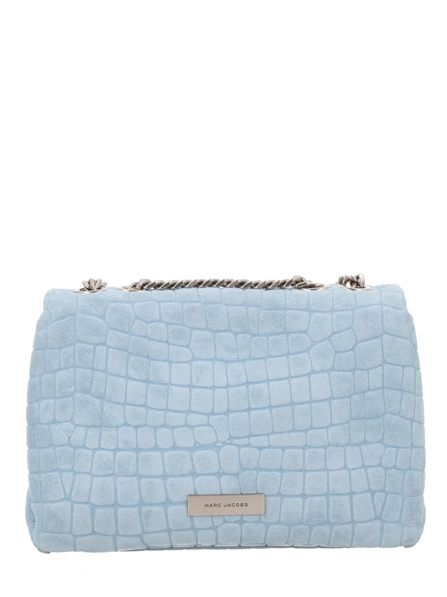 Marc Jacobs Blue Crocodile Pattern Calf Leather Shoulder Bag Blauw