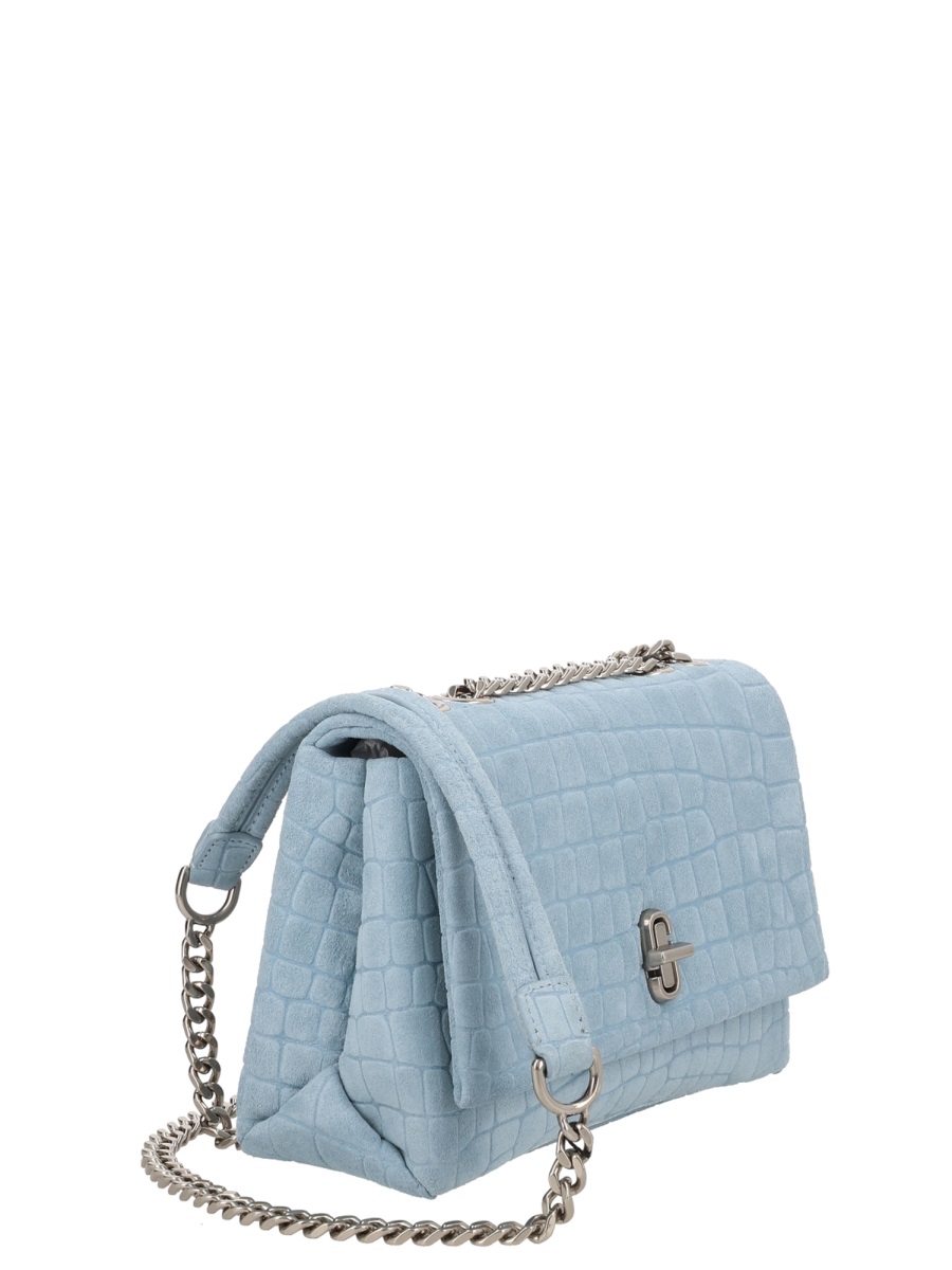 Marc Jacobs Blue Crocodile Pattern Calf Leather Shoulder Bag Blauw
