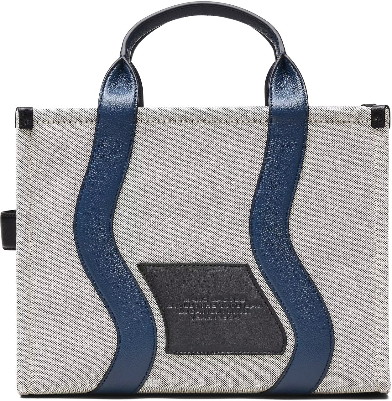 Marc Jacobs Medium Textured Fabric Tote with Contrasting Leather Straps Wit