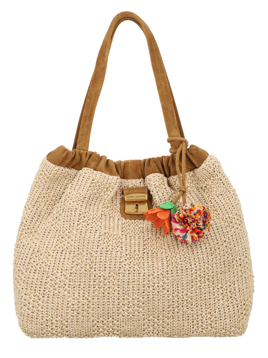 Marc Jacobs Neutrals Cristina Woven Pom-Pom Polyethylene Tote Bag Neutraal