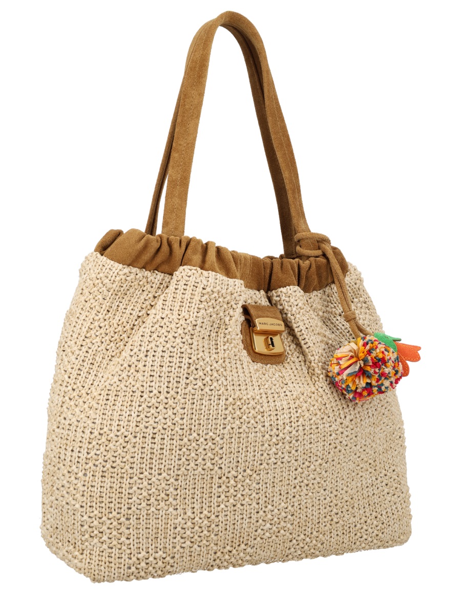 Marc Jacobs Neutrals Cristina Woven Pom-Pom Polyethylene Tote Bag Neutraal