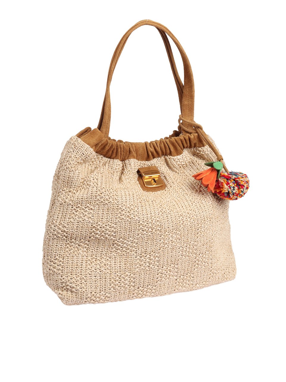 Marc Jacobs Beige Pom Pom Woven Tote Bag Neutraal