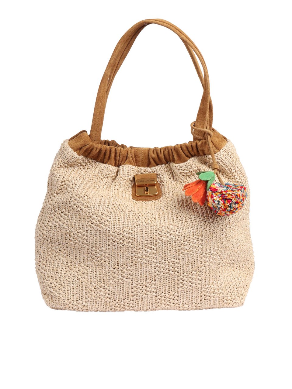 Marc Jacobs Beige Pom Pom Woven Tote Bag Neutraal