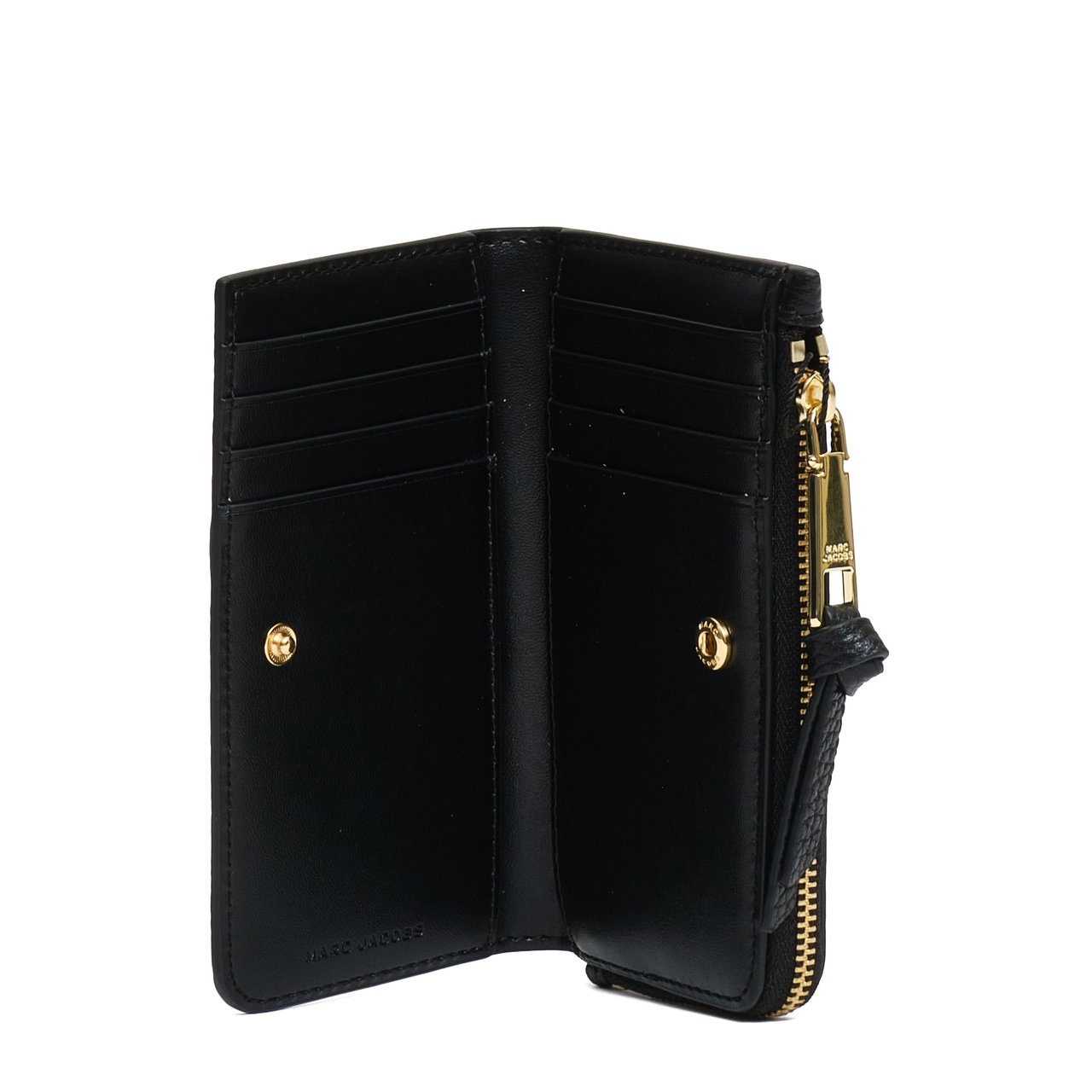 Marc Jacobs Medium Flat Wallet with Textured Leather and Snap Closure Zwart