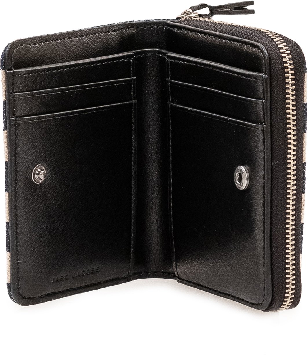 Marc Jacobs Portafoglio The Mini Compact Wallet a Righe Navy