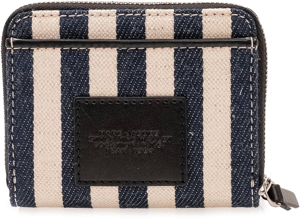 Marc Jacobs Portafoglio The Mini Compact Wallet a Righe Navy