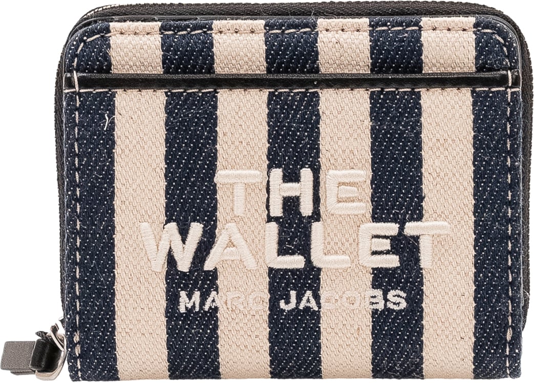 Marc Jacobs Portafoglio The Mini Compact Wallet a Righe Navy