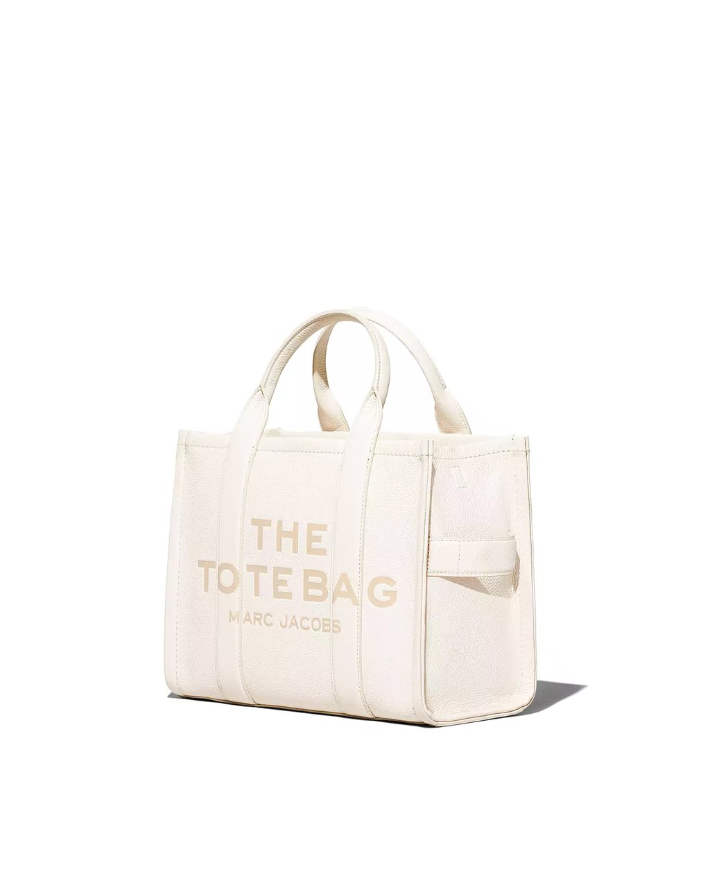 Marc Jacobs Medium Leather Tote Bag with Zip Closure and Adjustable Strap Neutraal