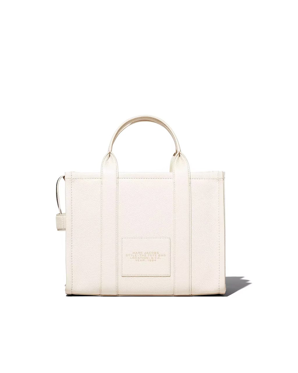 Marc Jacobs Medium Leather Tote Bag with Zip Closure and Adjustable Strap Neutraal