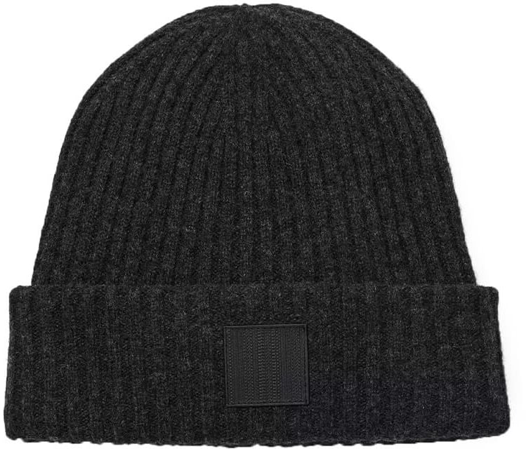 Marc Jacobs MARC JACOBS THE RIBBED DARK GREY BEANIE Grijs