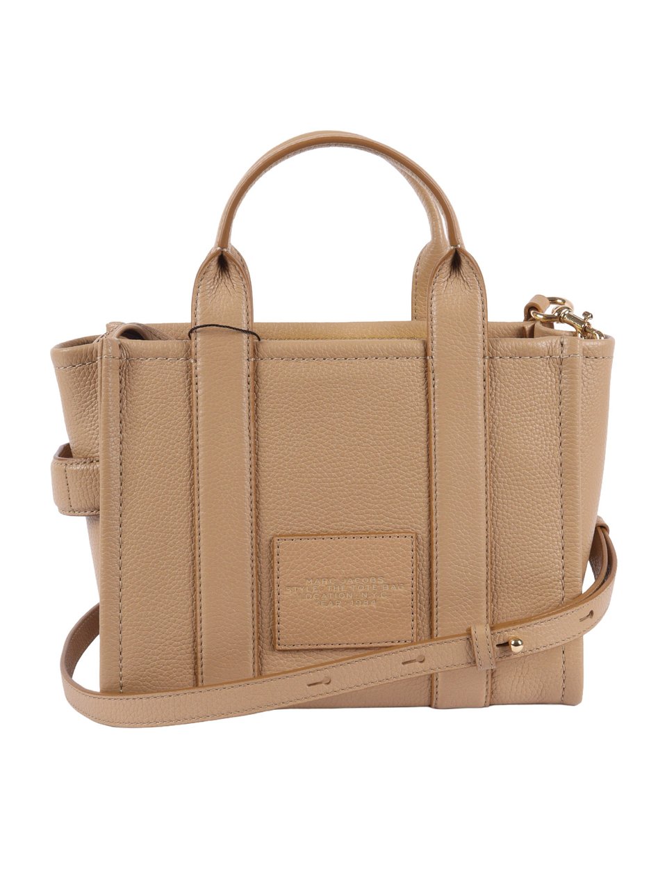 Marc Jacobs Structured Textured Leather Small Tote Bag Neutraal