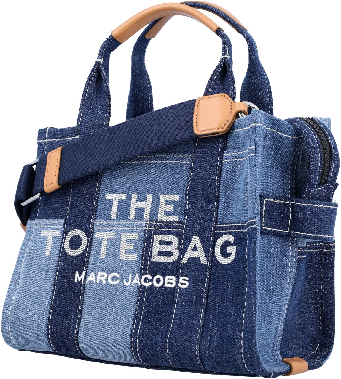 Marc Jacobs The Small Tote Denim Patchwork Blue Denim Blauw