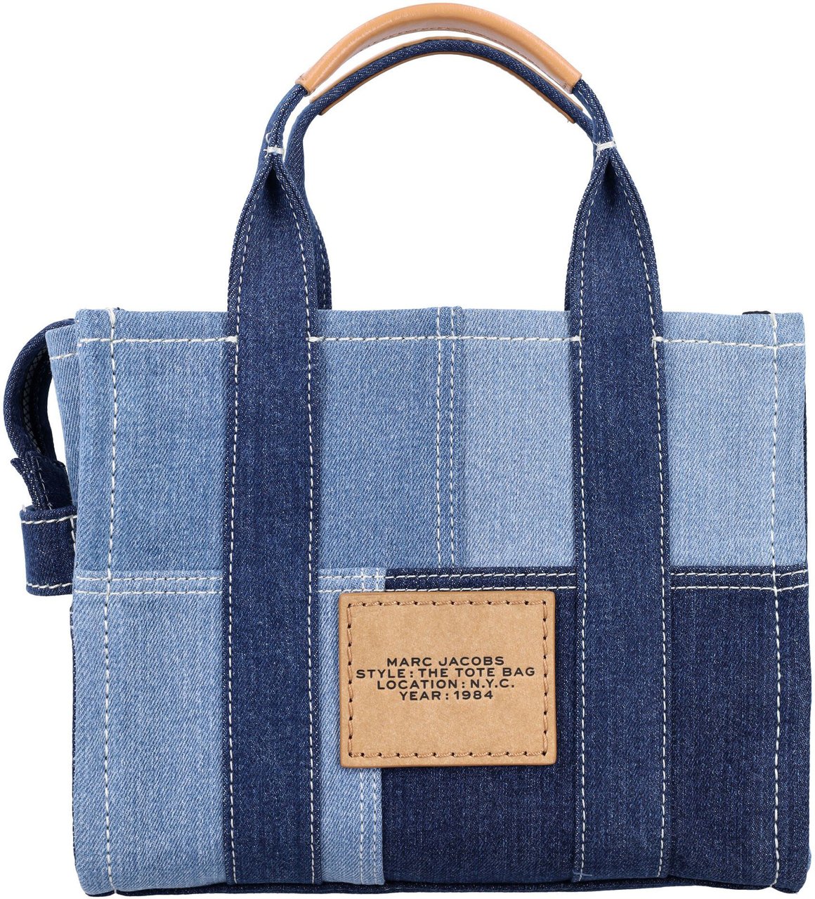 Marc Jacobs The Small Tote Denim Patchwork Blue Denim Blauw