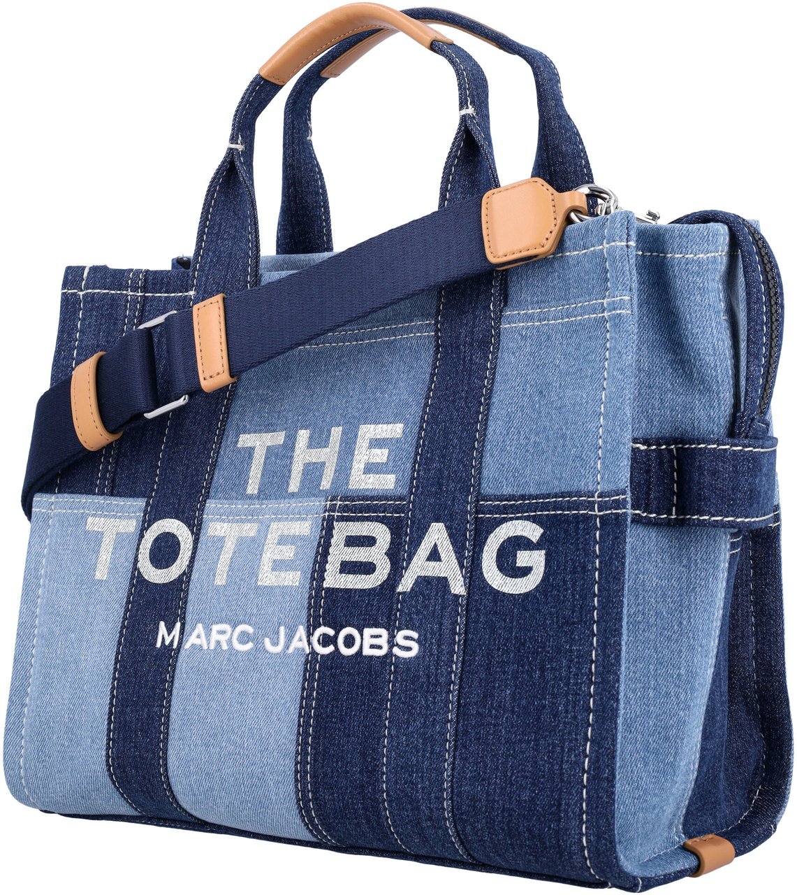 Marc Jacobs The Medium Tote Denim Patchwork Blue Denim Blauw