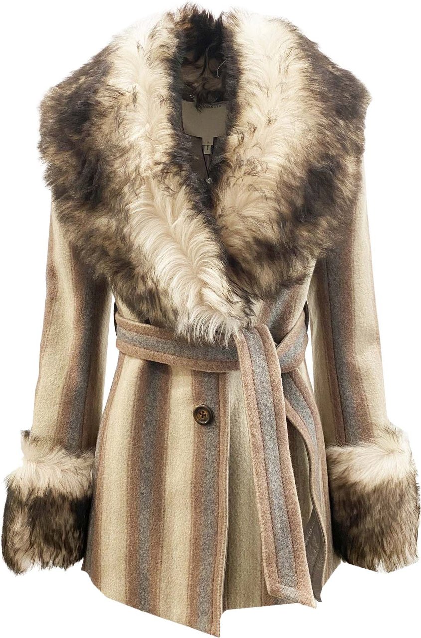 Marc Jacobs Fur Trim Coat Bruin