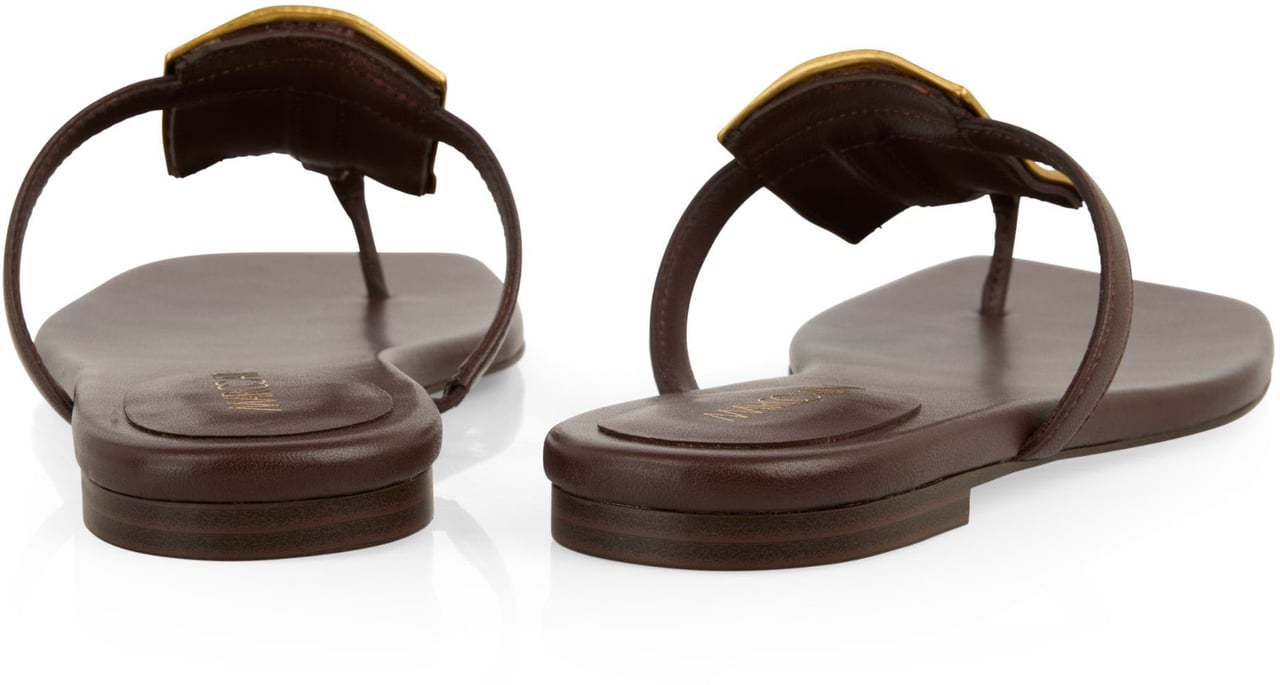 Marc Cain Marccain Leather Toe Thongs With Decoration Teenslippers Bruin Ac Sg.04 L23 Bruin