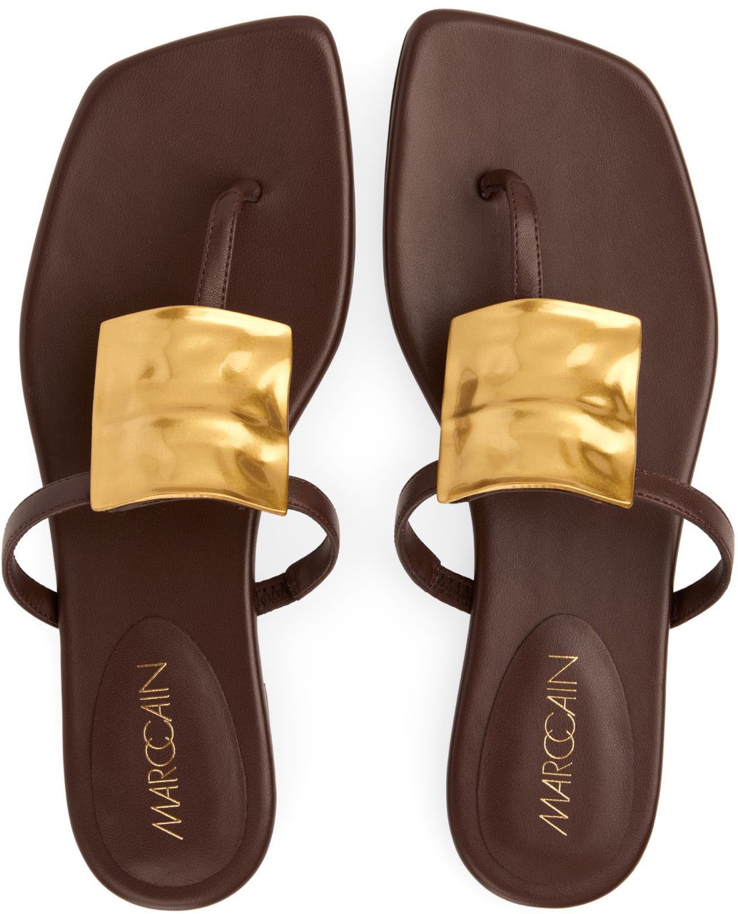 Marc Cain Marccain Leather Toe Thongs With Decoration Teenslippers Bruin Ac Sg.04 L23 Bruin