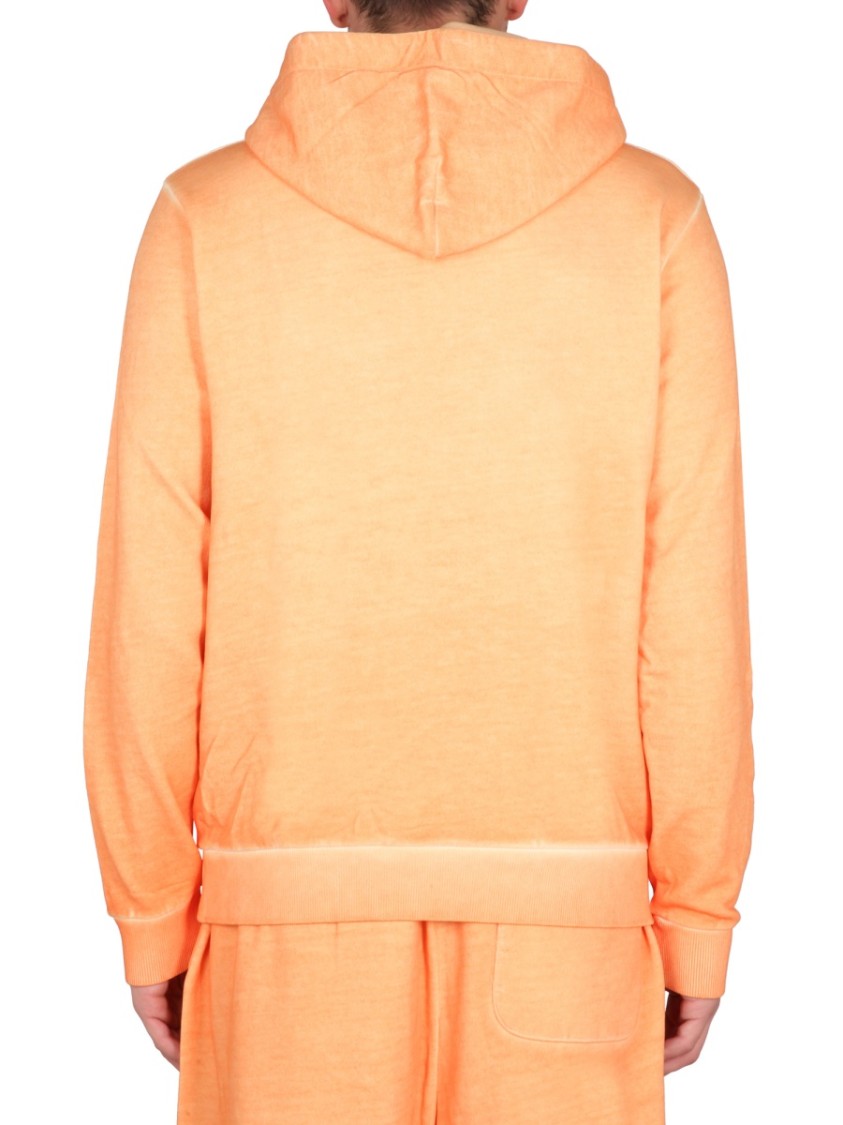 Marcelo Burlon Relaxed Fit Hoodie In Faded Orange With Contrasting Drawstrings Oranje