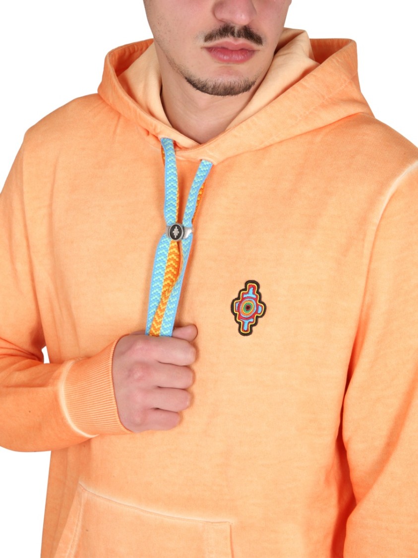 Marcelo Burlon Relaxed Fit Hoodie In Faded Orange With Contrasting Drawstrings Oranje