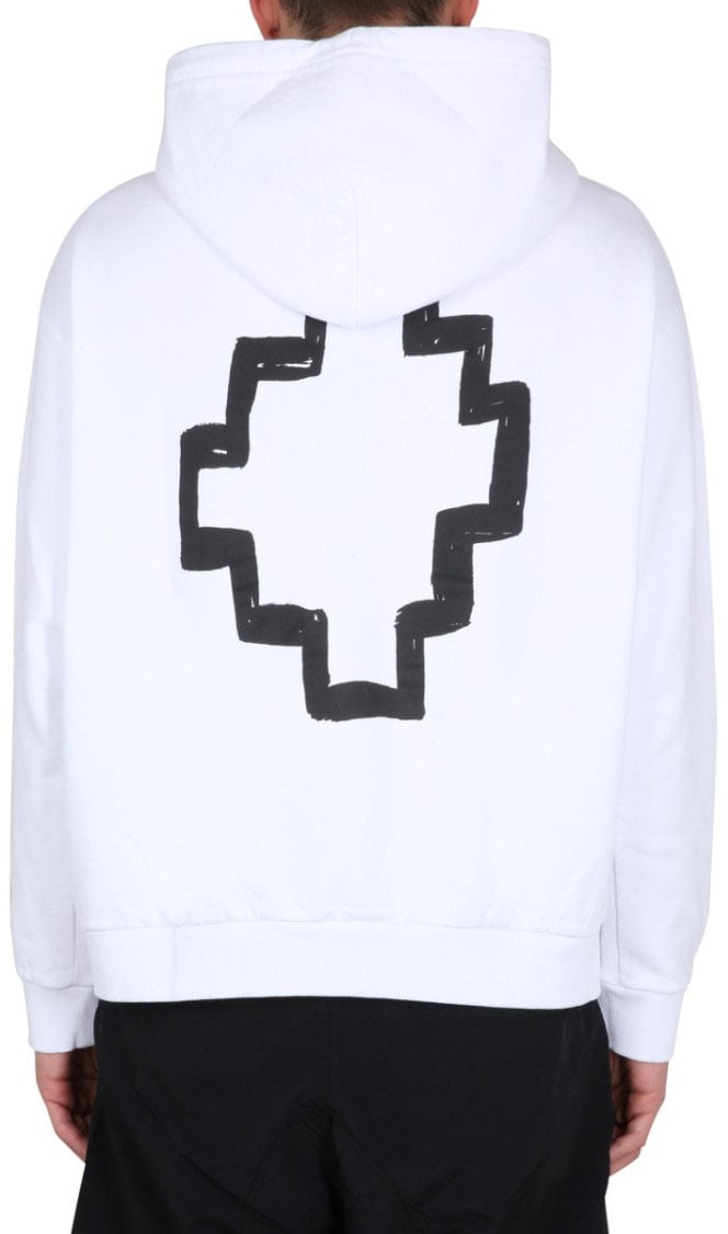 Marcelo Burlon Cotton Hoodie With Drawstring Hood And Graphic Design Wit
