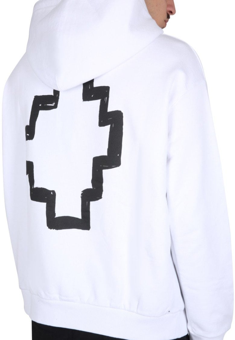 Marcelo Burlon Cotton Hoodie With Drawstring Hood And Graphic Design Wit