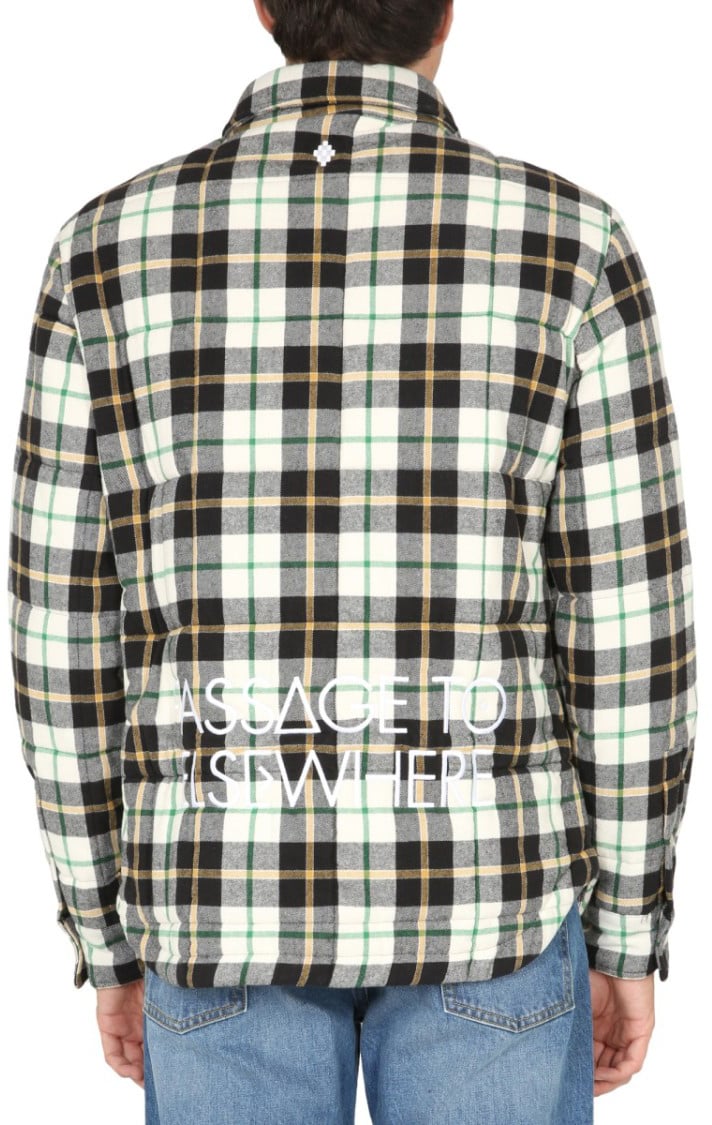 Marcelo Burlon Plaid Shirt Jacket With Classic Collar Grijs