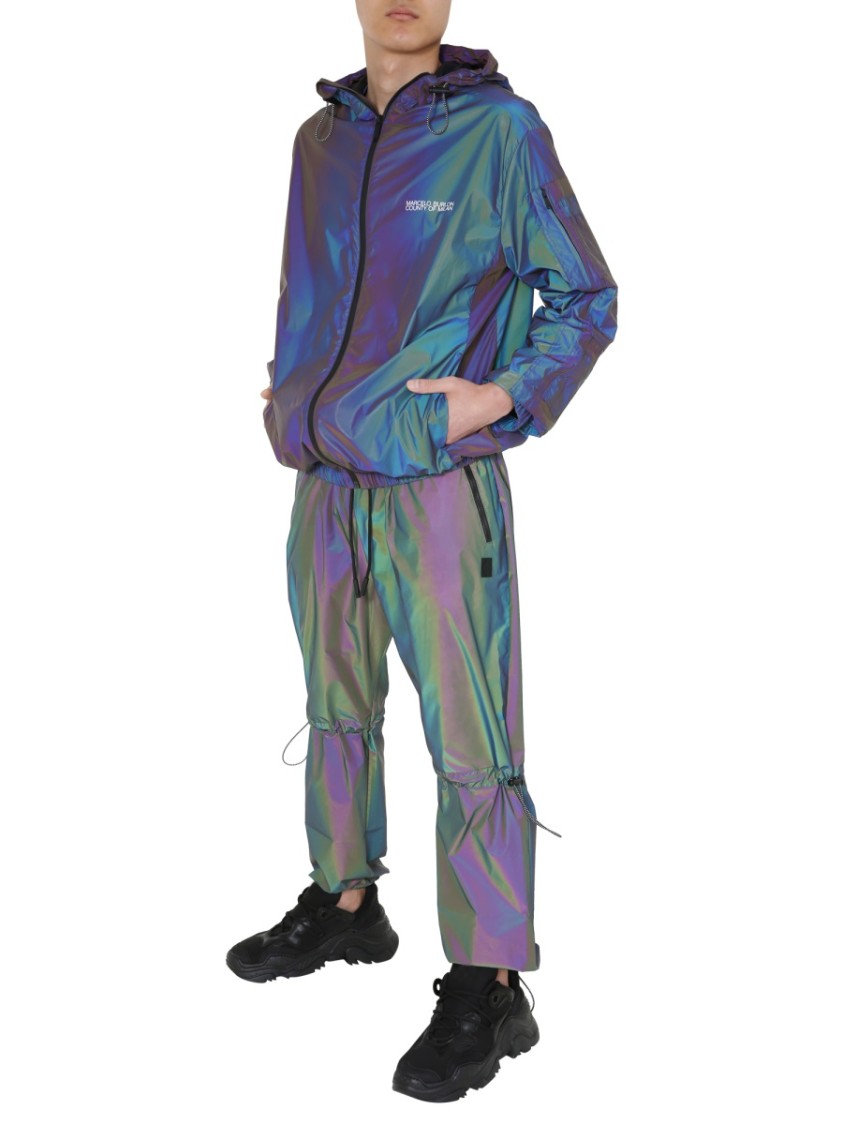 Marcelo Burlon Reflective Iridescent Wind Jacket Blauw