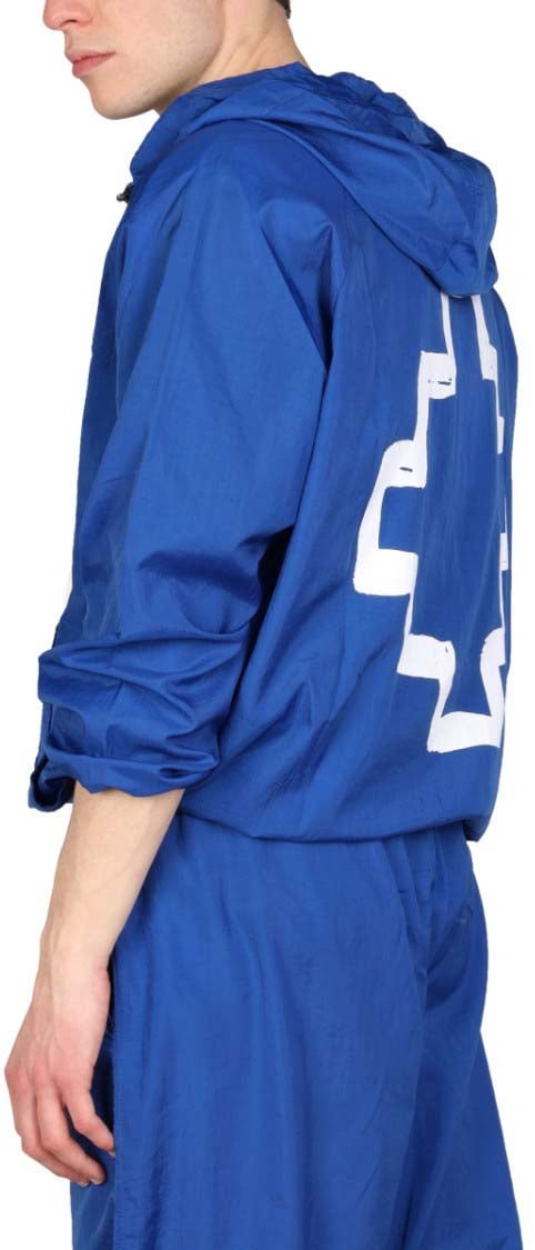 Marcelo Burlon Cross Print Windbreaker Jacket Blauw