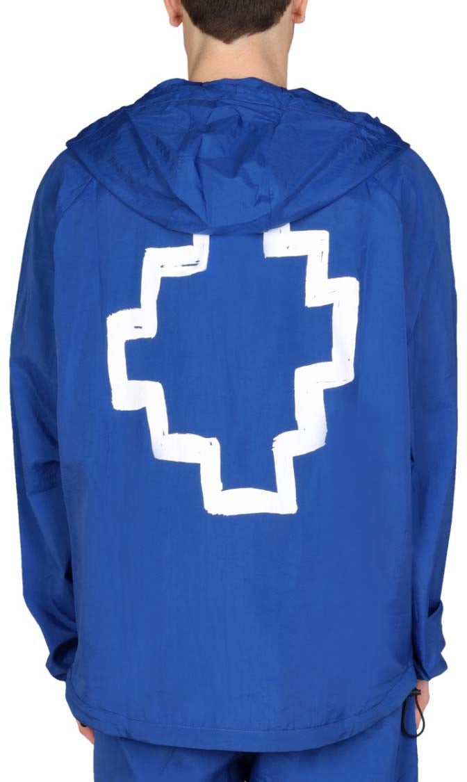 Marcelo Burlon Cross Print Windbreaker Jacket Blauw
