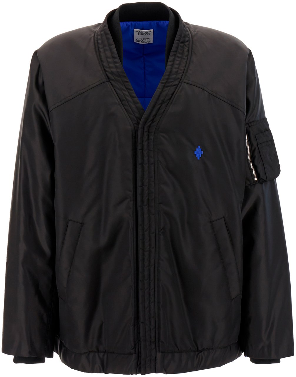 Marcelo Burlon Marcelo Burlon Black nylon padded bomber jacket Zwart