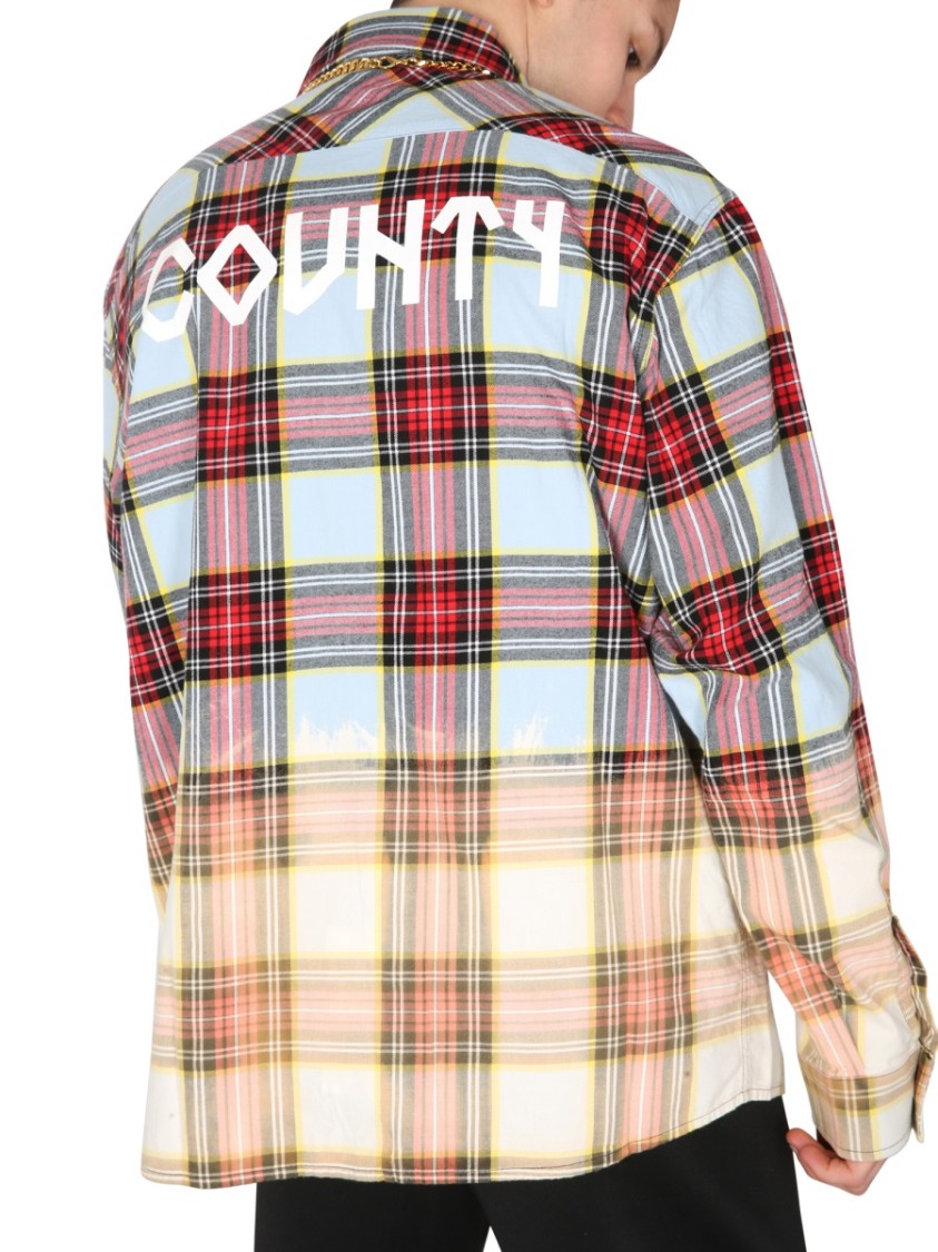 Marcelo Burlon Check Print Shirt With Gradient Transition Neutraal