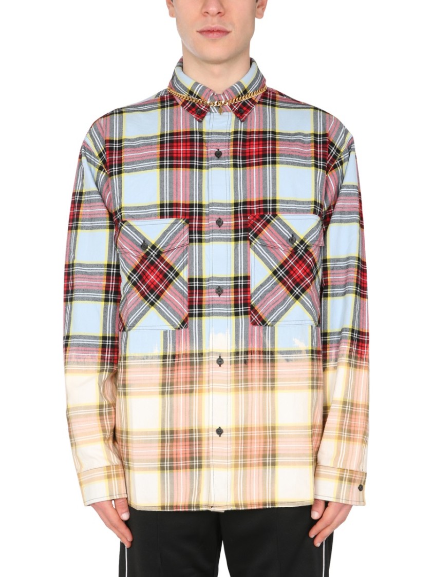 Marcelo Burlon Check Print Shirt With Gradient Transition Neutraal