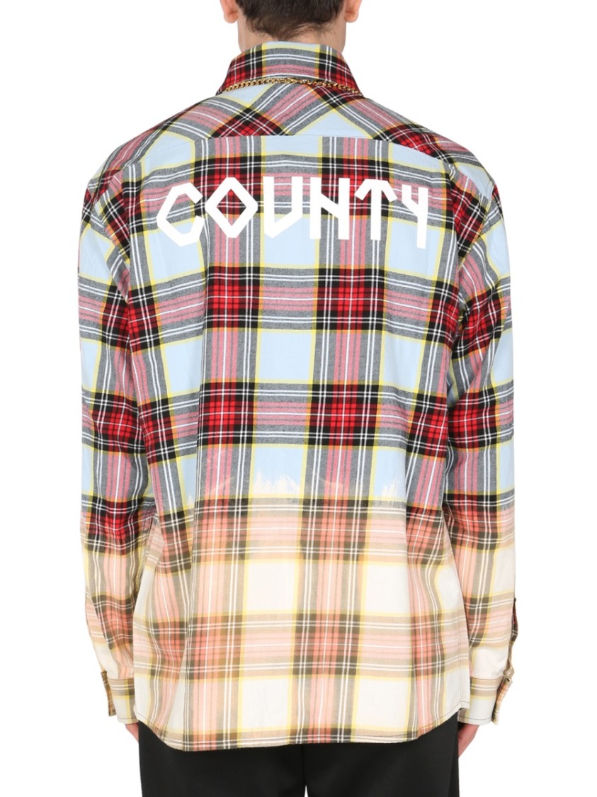 Marcelo Burlon Check Print Shirt With Gradient Transition Neutraal